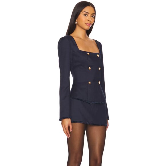 NEW MORE TO COME Jamie Top in Navy Dark Blue Long Sleeve Suit Medium - Picture 2 of 3